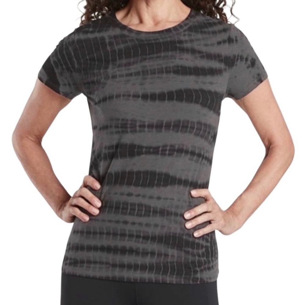Athleta Womens Grey Tie Dye Short Sleeve Crew Neck Cotton T-Shirt Size M